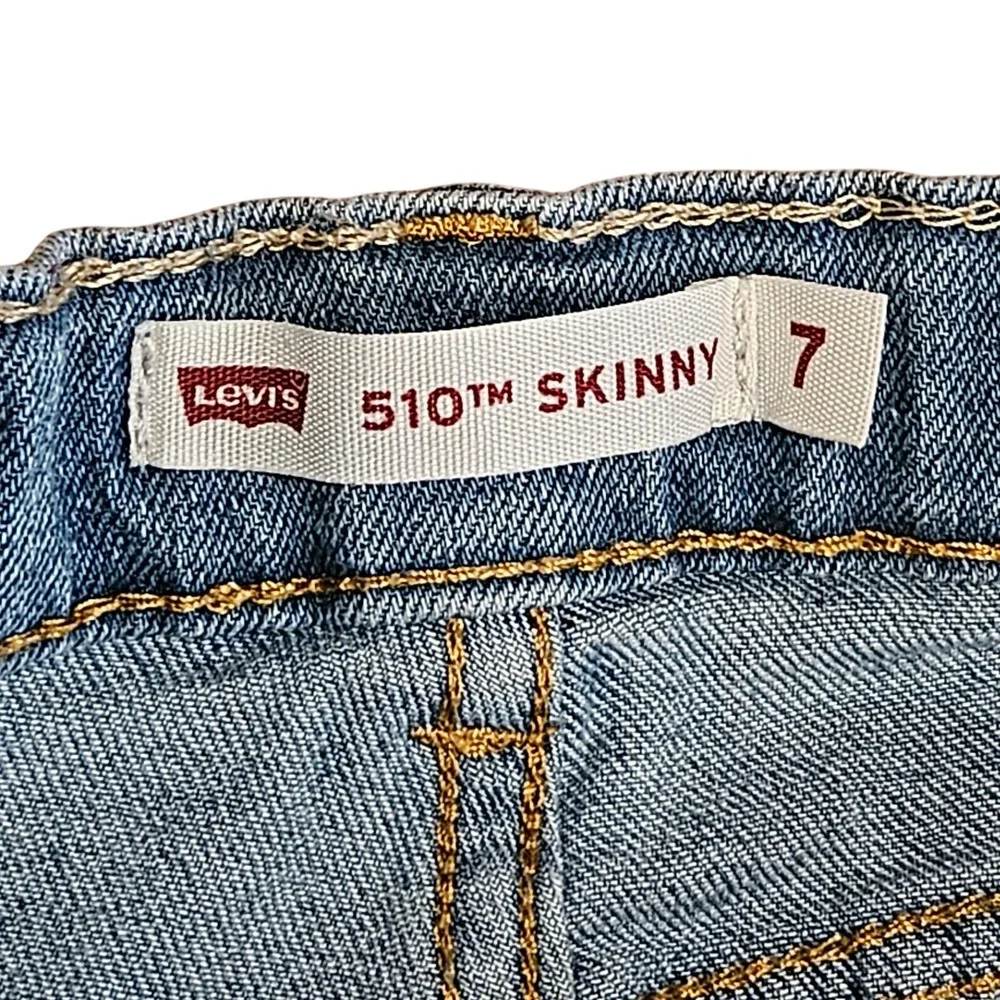 Levis 510‎ Skinny Jeans Kids Size 7 Blue Light Wash Marvel Black Panther Wakanda